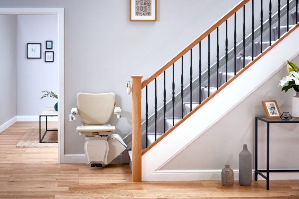 Straight Stairlift in a well-lit home.