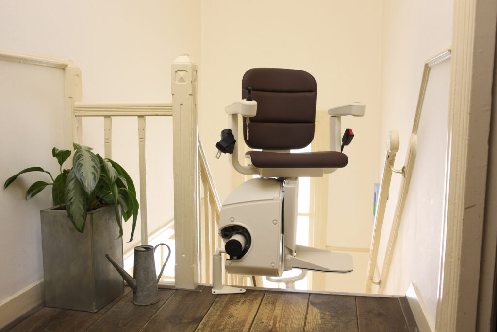 handicare elegance stair lift with swivel at the top of the stairs